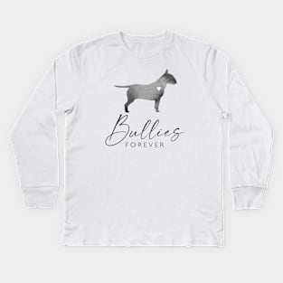 Bull Terrier Dog Lover Gift - Ink Effect Silhouette - Bullies Forever Kids Long Sleeve T-Shirt